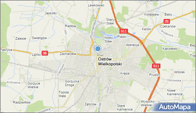 mapa Ostrów Wielkopolski, Ostrów Wielkopolski na mapie Targeo